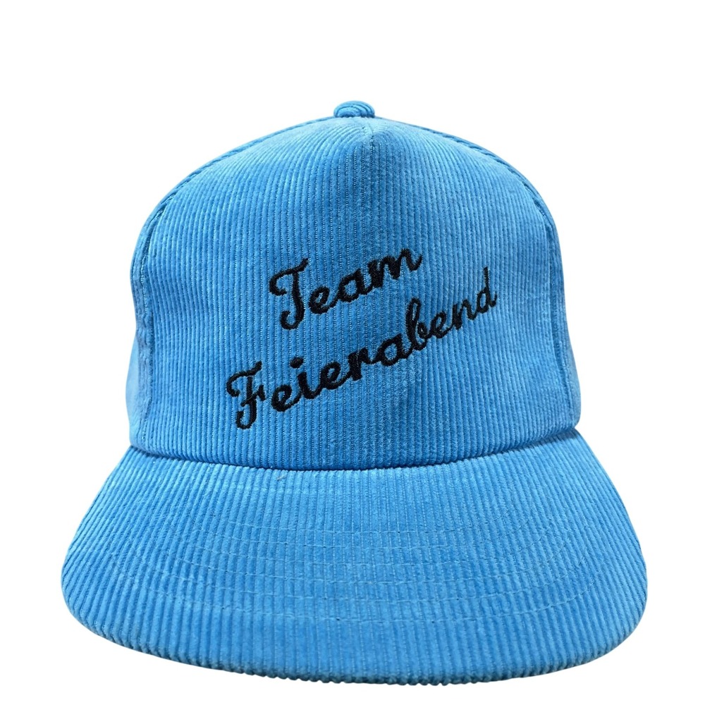 Vintage Yupoong Team Feierabend Hat Cap Snap Back One Size Mens Blue Corduroy